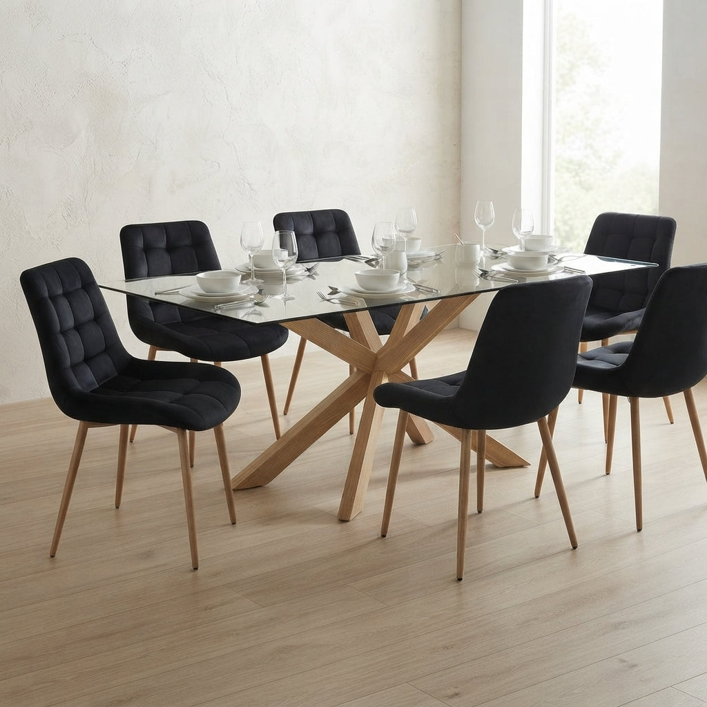 COMEDOR 140X80CM + SILLAS CAPITONE FELPA