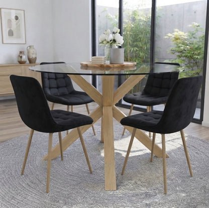 COMEDOR CIRCULAR  120 cm+ SILLAS CAPITONE FELPA