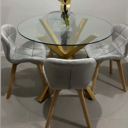 COMEDOR MESA CIRCULAR  120 cm+ SILLAS FIORI FELPA