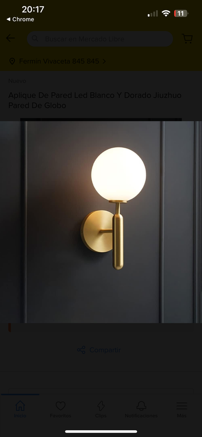 Aplique De Pared Led Blanco Y Dorado Jiuzhuo Pared De Globo