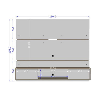 Panel Rack Tv 65" Ambar Blanco invierno Canela