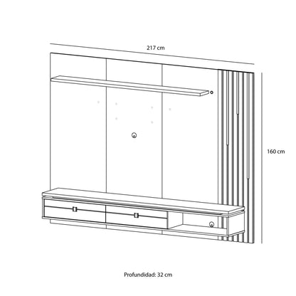 Panel Rack Tv 80 Hanover Titanium Natural
