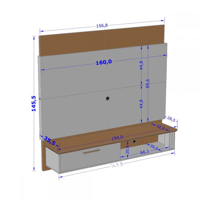 Panel Rack Tv 65" Paris Blanco Invierno con Luces Led