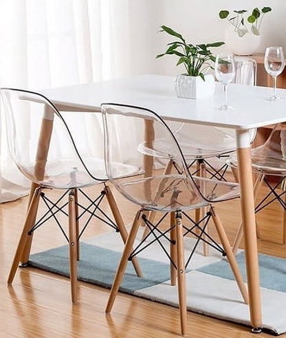 Juego de comedor Mesa 120x80 + sillas EAMES TRANSPARENTES