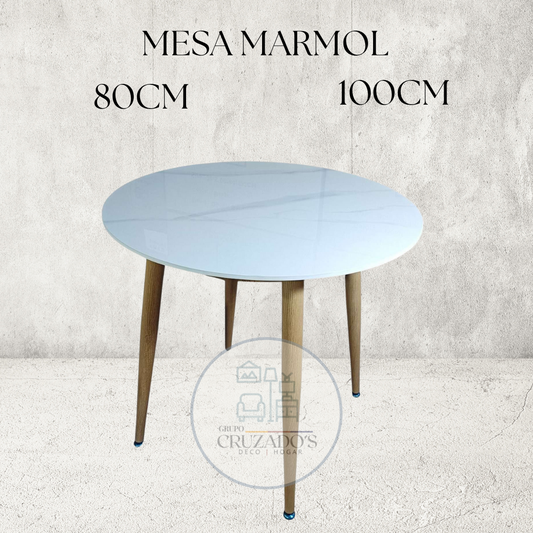 Mesa  circular Mármol Blanca
